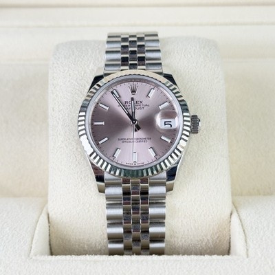 Rolex Datejust 31 Pink Index Dial Oyster Steel Fluted Bezel Jubilee 278274