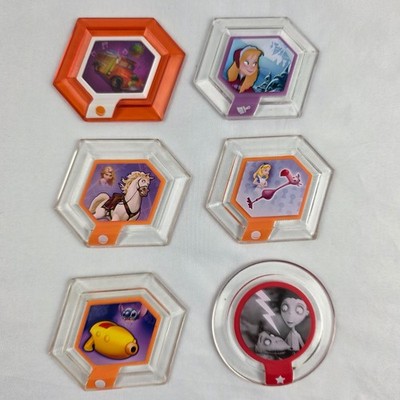 LOT OF 6 Disney Infinity Power Discs 1.0 Stich Frankenweenie Alice Maximus Anna