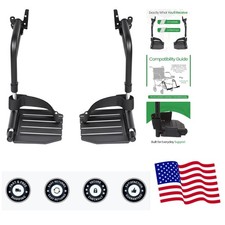 Wheelchair Swingaway Legrest Footplates with Heel Loops Pair Black Fits S...