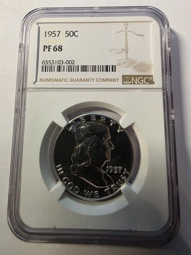 1957 PROOF Franklin Half Dollar 50c Certified by NGC PF68 (Cert. 002)