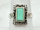 Vintage Sterling Silver Rectangular Blue Turquoise Ring Size 7.5