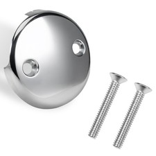 Two-Hole Bathtub Overflow Drain Cover 3-1/8" with Screws Plated Chrome