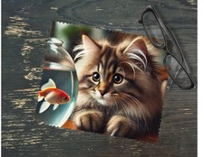 Cat Lens Cleaning Cloth Norwegian Forest Kitten Design Microfiber Gift