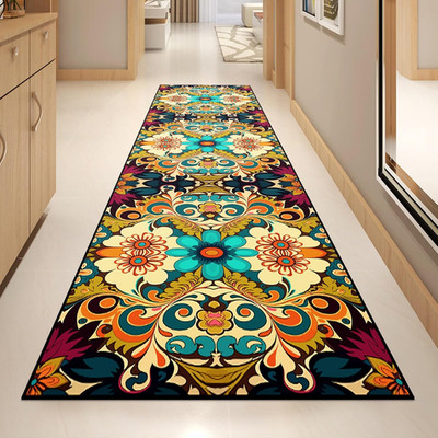 Non-Slip Vintage Corridor Runner Rug, Washable & Stain Resistant, 142'' X 35.5