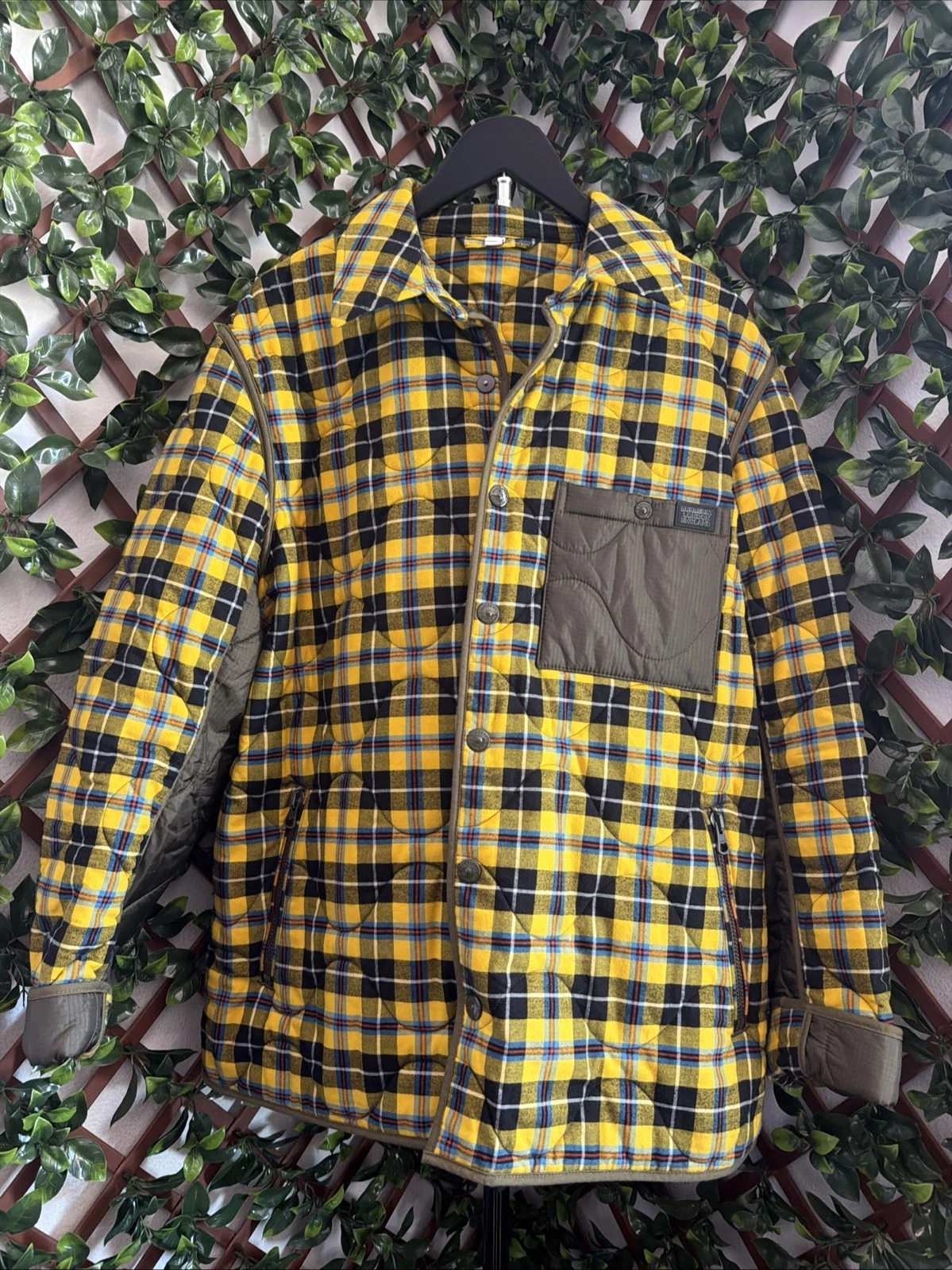 Burberry — Burberry London England Yellow & Green Plaid Charfield Jacket Size 56
