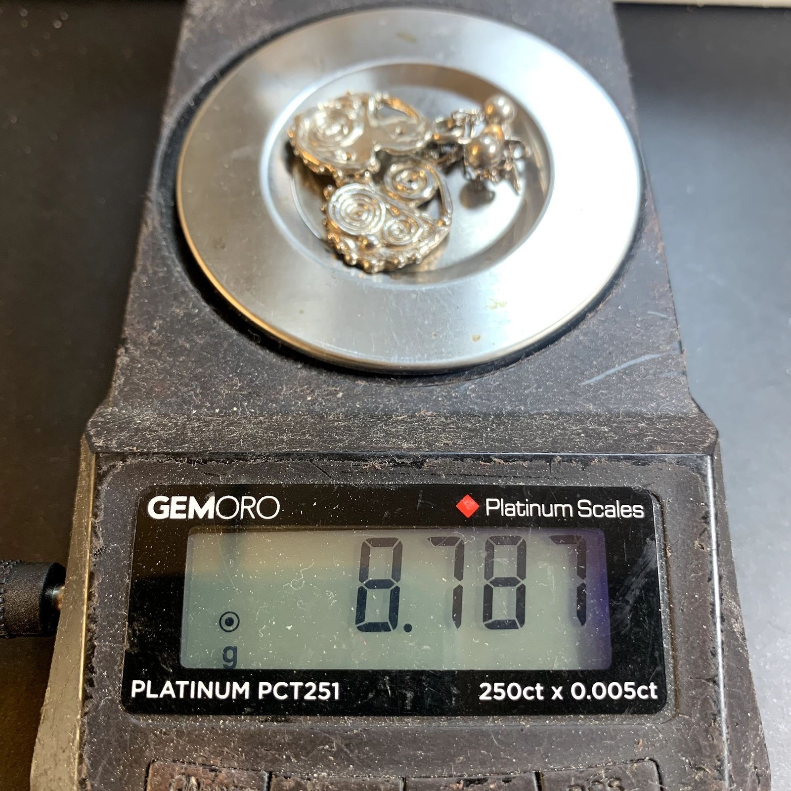 Scroll Design Beaded Dangle Drop Earrings VTG 925… - image 9