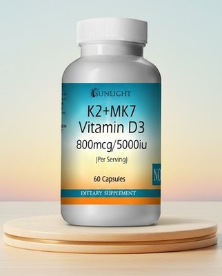 Vitamin K2 (800mcg) + Vitamin D3 (5000 IU)  Capsules - Ship from USA
