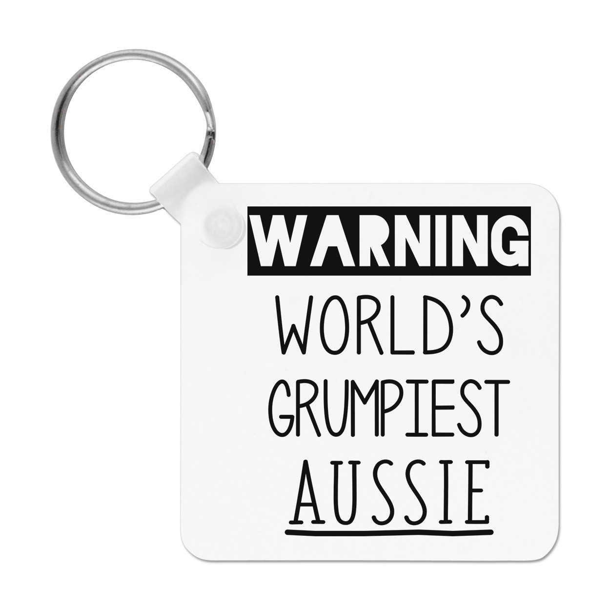 Warning World's Grumpiest Aussie Keyring Key Chain Grumpy Best Australian Funny