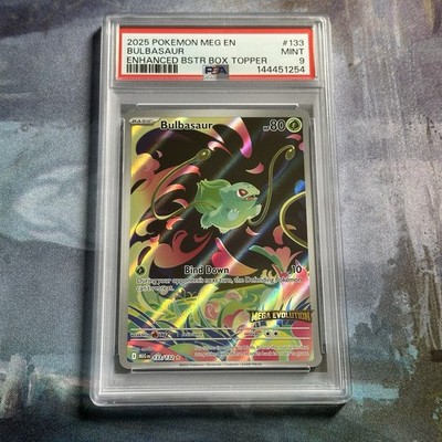 PSA 9 Bulbasaur 133 Enhanced Box Topper, Pokemon Single Mega Evolution, Mint