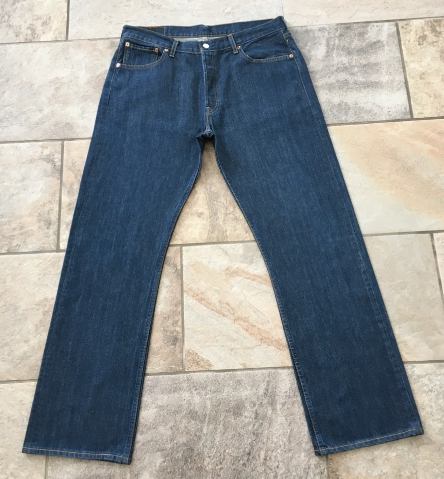 Mens Levi's 501 Regular Straight Big E Dark Navy Premium Denim Jeans - W36 L32, photo 1 of 5