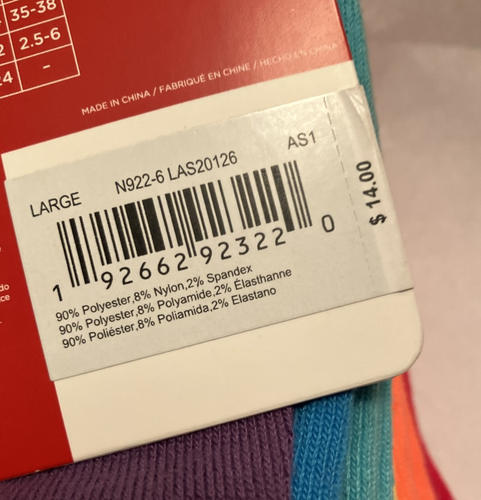 New 6 pr. NB New Balance Big Girls L(3.5-7) Moisture Wick Colorful No-Show Socks - Picture 11 of 13