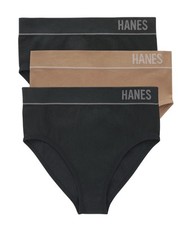 Hanes Originals Women's Seamless Rib Hi-Leg Bikini Underwear, 3-Pack Size XL