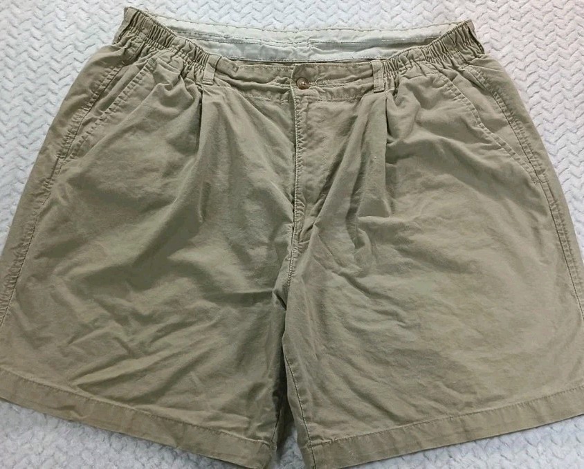 St. John's Bay Khaki - 34-38 Elastic Waist - 7 Inseam - Mid Rise Shorts Vintage
