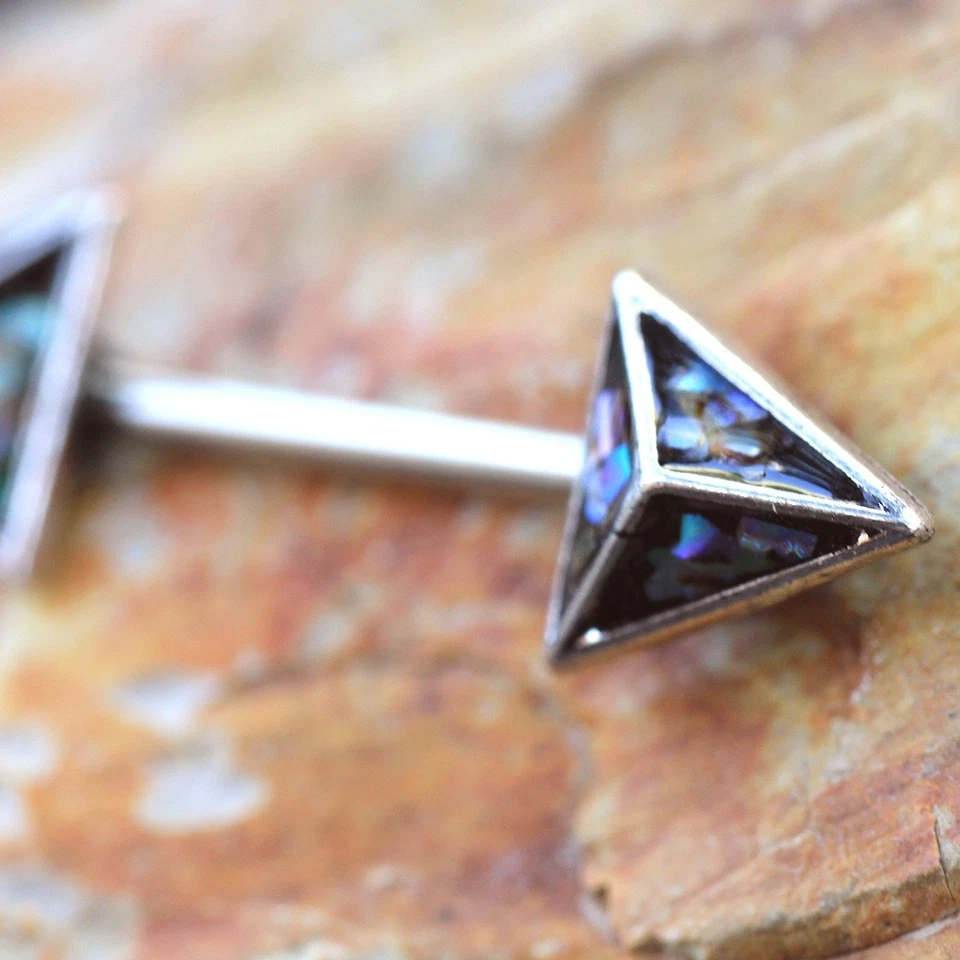 PAR de Barra de Pezón Abulón Triángulo 3D Acero Inoxidable 316L Foto 3 de 3