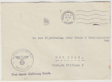 1941 GERMAN forces in NETHERLANDS DIENSTPOST stamp-less censor cover DEN HAAG cd
