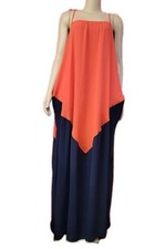 Halston Heritage Tent Dress Blue & OrangeSleeveless Square Neckline Size M #E
