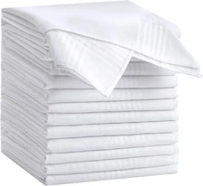 12 Pack Men's Cotton Handkerchiefs, 16x16 Inch, White  100 Soft Cotton, Bulk P