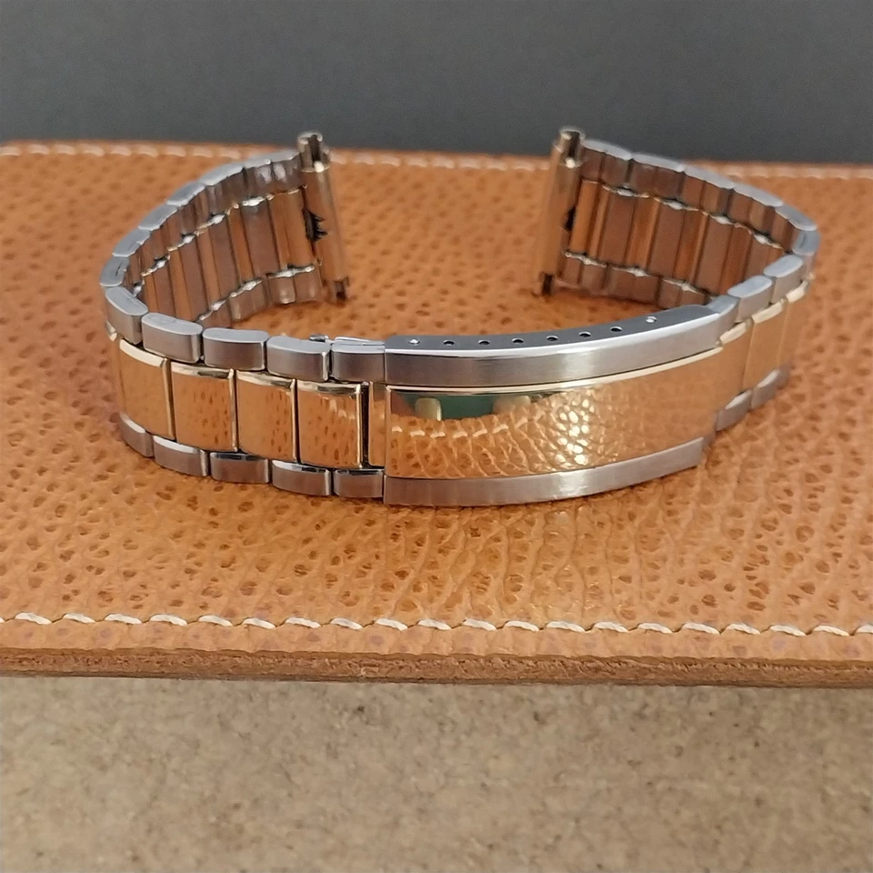 20mm 19mm 18mm Bulova Stainless Steel & RGP Unused 1970s Vintage Watch Band - Image 4 of 4