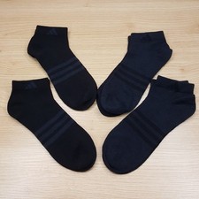 ADIDAS Low Cut Ankle No Show Socks Mens Black 4-Pack Superlite Logo