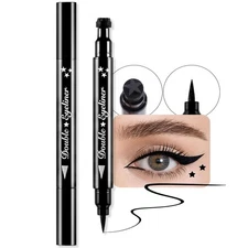 evpct 1Pcs Black Colored Winged Eyeliners Stamp, Black Stars Face Stamps Makeup
