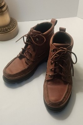 Vtg Ralph Lauren Polo Sport Men's Leather Moc-Toe Boots Tumbled Stone Brown~9.5