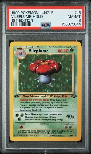 1999 POKEMON JUNGLE 1ST EDITION #15 VILEPLUME-HOLO PSA 8
