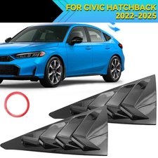 For 2022-2025 Civic Hatchback Quarter Panel Rear Side Window Louver Glossy Black