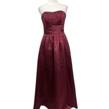 Evening Gown Women's Size 4 Burgundy Strapless David's Bridal Prom Bridesmaid