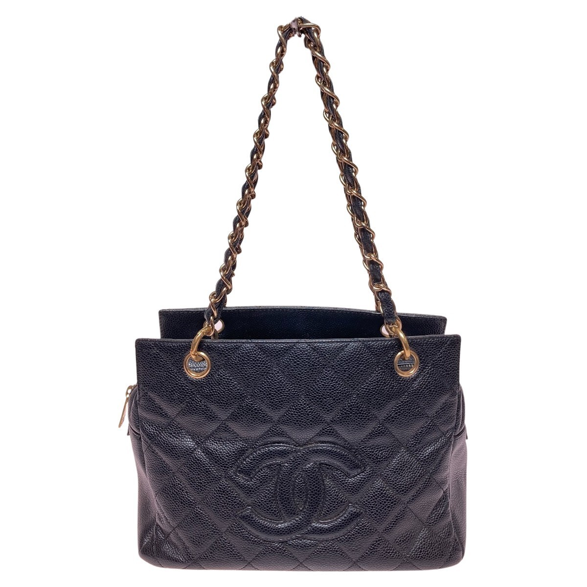 CHANEL Black Matelass Chain Tote Shoulder Bag A18004 No Card Slight Wear