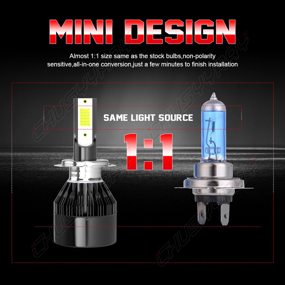 For Mazda 6 2009-2010 6X 6000k LED Headlight High Low Beam + Fog Light Bulbs - Image 4 of 4