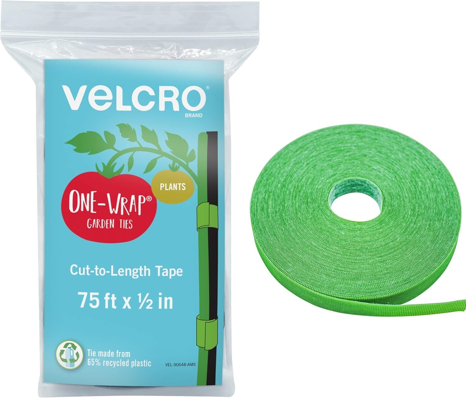 VELCRO Brand 90648 Reusable One-Wrap Plant and Garden Ties for Secure Growing