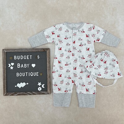 NWOT KISSY KISSY Firefighter Puppy Romper & Hat Set Size 0-3 Months