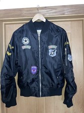Evita Gold Black Cropped Bomber Air Force Jacket Size 14