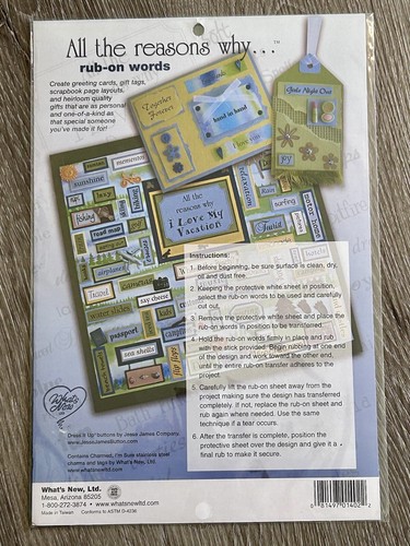 WHAT'S NEW Scrapbooking Sticker Sheet QUOTES Rub On Words Love My Little Boy - Afbeelding 13 van 14