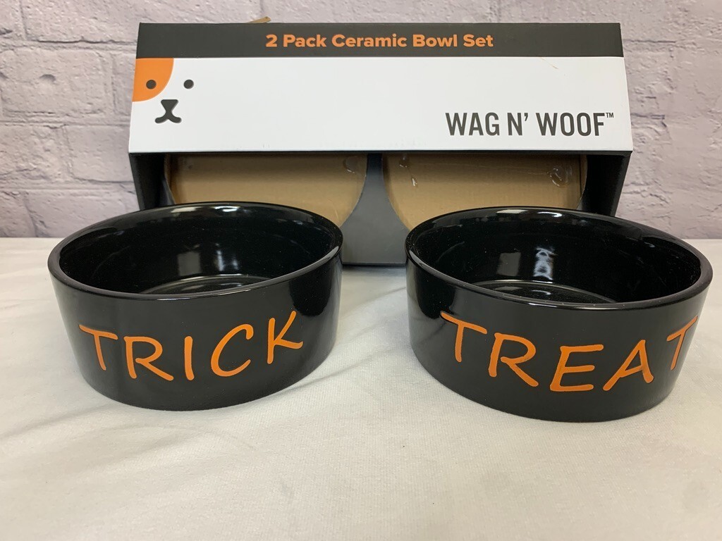 And Water Bowl Set Black And Orange Stoneware