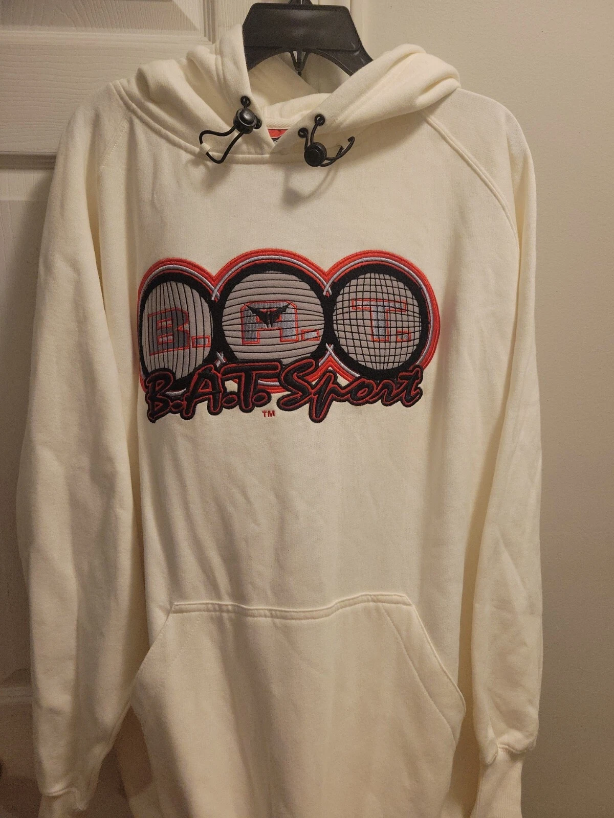 Rare Bat Sport Logo Hoodie Size 1xl cream