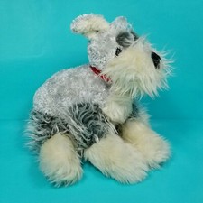 Gray Scottie Dog Puppy Plush Stuffed Animal Realistic Red Collar Tan 14" Long
