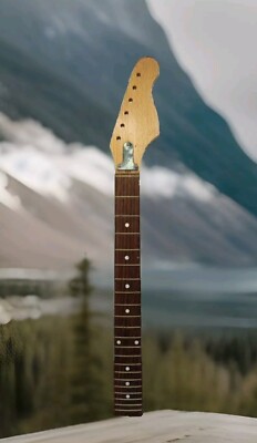 Vtg 60's Guitar Neck QSawn Maple Zero Fret Rose 21f  24-3/4'' Scale 23mm c-c NOS 