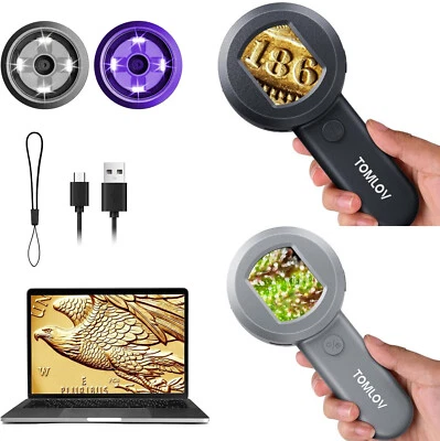 TOMLOV Coin Magnifier Glass 100X Magnifying Jeweler Loupe USB Digital Microscope