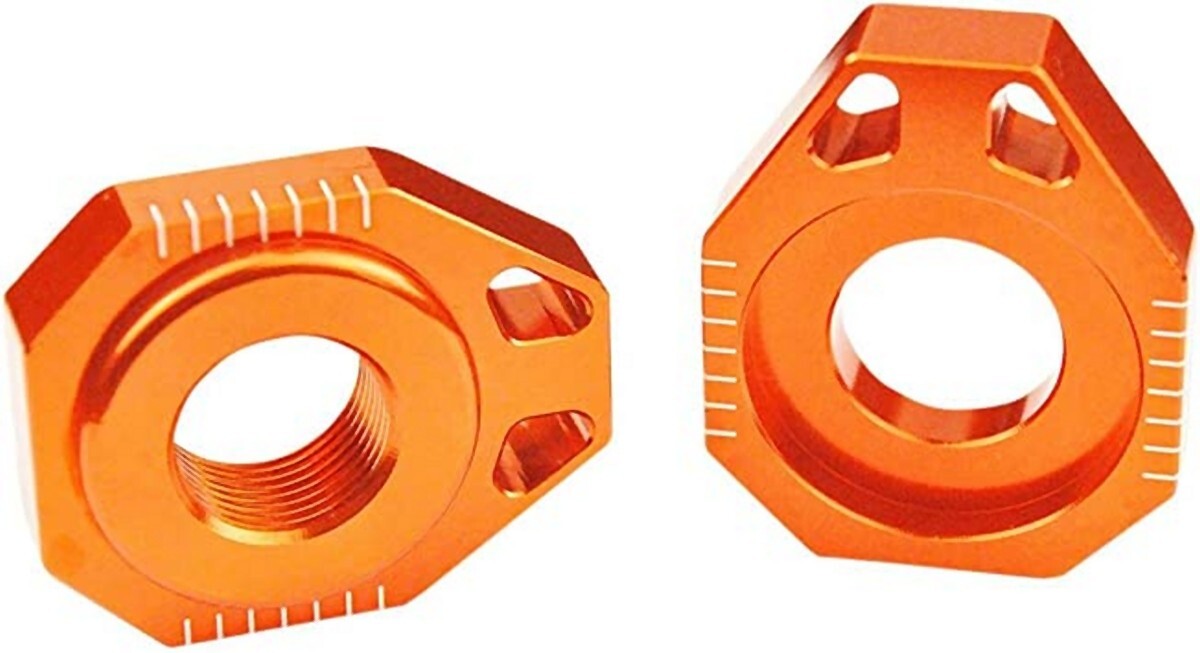 Tendeurs d'essieu arrière en alu CNC pour moto KTM SX et EXC 125 à 530