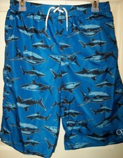 OP Ocean Pacific Sharks Board Shorts Swim Suit Trunks Shorts Boys Size 18 NWT