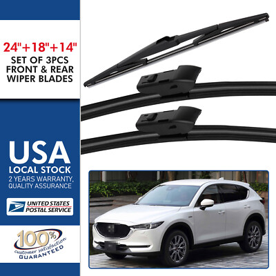 3PCS Front & REAR Wiper Blades For  Mazda CX-5 CX5 2017-2020 OEM Quality Wiper
