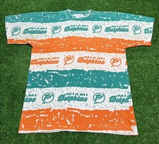 Vintage 90s Miami Dolphins NFL T-Shirt All Over Print AOP Mens Size Large