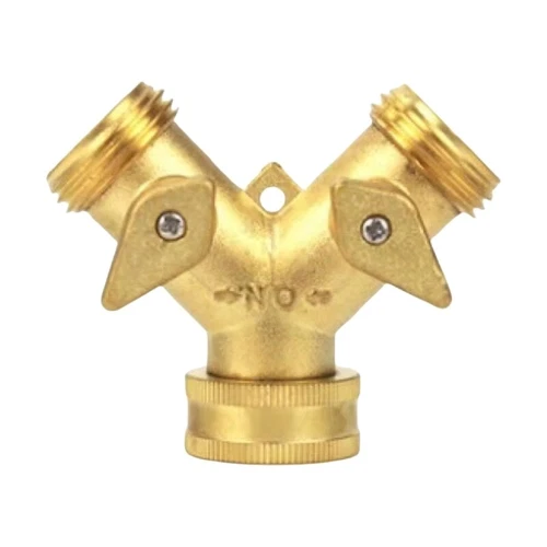 Industrial Leak Proof Brass Y Hose Splitter 2 Way Connector for Outdoor Faucets