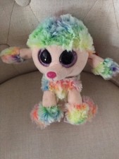 TY Beanie Boos RAINBOW the Poodle Glitter Eyes Small 6" inch
