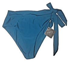 ZAFUL Women's High Waisted Bikini Bottoms Side Knot Bottoms Tummy Control Sz M