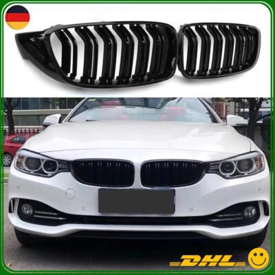Schwarz Glänz Nieren Kühlergrill Doppelsteg Links Rechts für BMW 4er F32 F33 F36