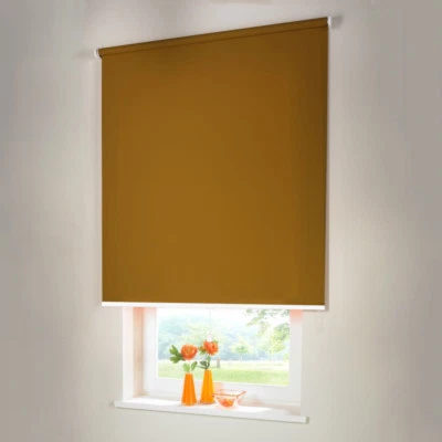 Verdunkelungsrollo Mittelzugrollo Springrollo Rollo - Höhe 180 cm ocker - Bild 1 von 3