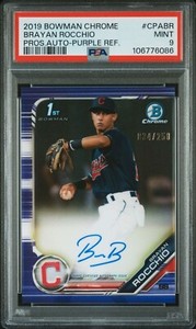 BRAYAN ROCCHIO 2019 1st Bowman Chrome Prospect AUTO PURPLE REFRACTOR /250 PSA 9