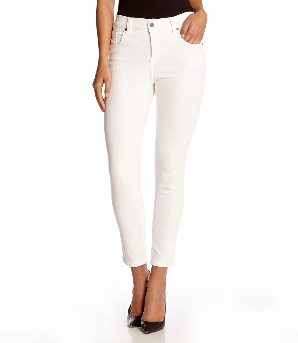 Karen Kane L82099 Cream Zuma Twill Stretch Denim Crop Skinny Jeans